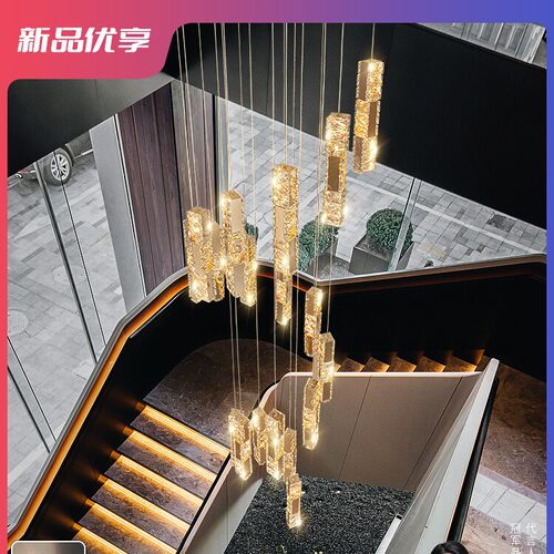 loft复式楼梯吊灯长吊灯别墅