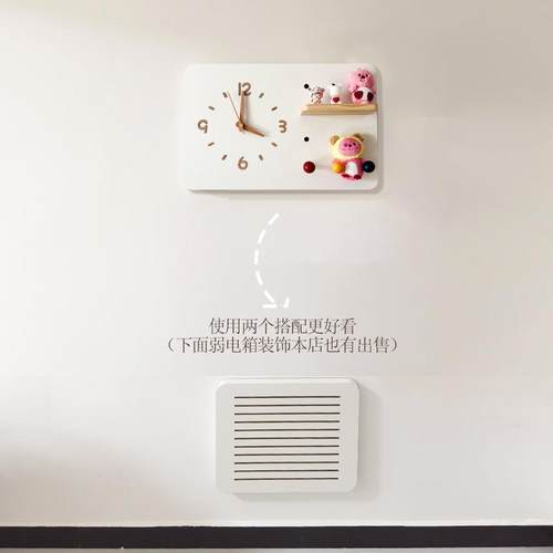 奶油箱风洞板电表箱装饰带钟表遮挡时钟强配电盖画无品牌/板画挂