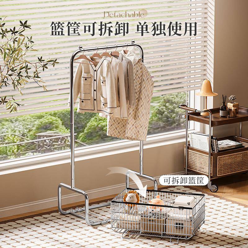 轻飘窗放架衣服家用可移动衣帽架落地多卧室挂衣功能PHA收纳置物