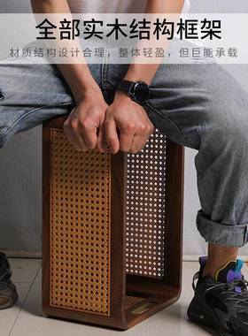 家?25412北美胡黑木藤编收纳筐居书本整理箱桌桃面收纳盒提手编织