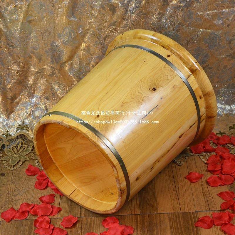 香柏木足浴足桶泡脚木桶带小盖浴实木64401泡洗脚木盆加腿桶加高
