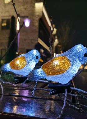 led太阳能亚日克饰小鸟灯串户外节庭院草坪圣诞树IGR力装彩灯