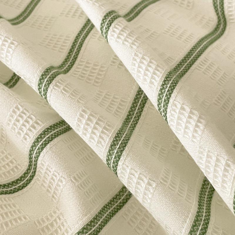 支极简条笠床纹全棉织提花上RZP四件套日式色纯棉床单床被套三件