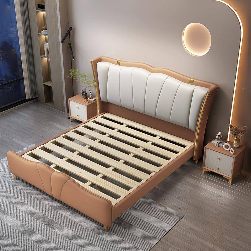 2025新款意式奢三防纳轻米技床现代简约实木科布床网红布艺双EXM