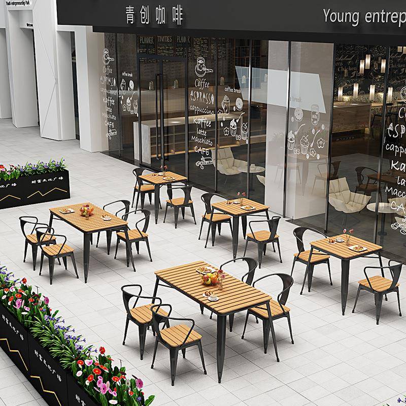 代外塑木餐桌桌餐厅室TZE户外露天啤酒饮料现阳台庭院洽谈户外桌