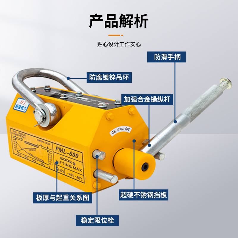 厂家吊具永磁吸盘铷铁硼磁铁永磁起重器1t到5吨车床吸吊具吸盘吸