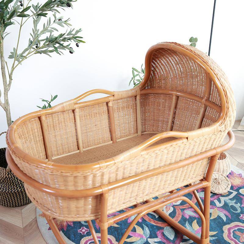 藤编8002便品睡携车载篮宝宝篮床哄睡用婴儿摇床0到4岁儿童吊老式