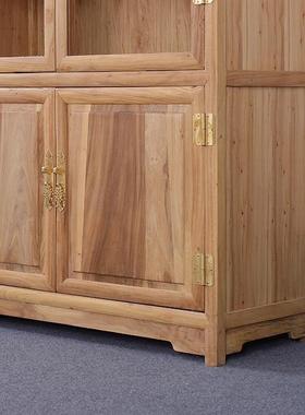 式老榆木地书柜带门实木书柜书橱中示柜落TB-52046书架收展纳置物