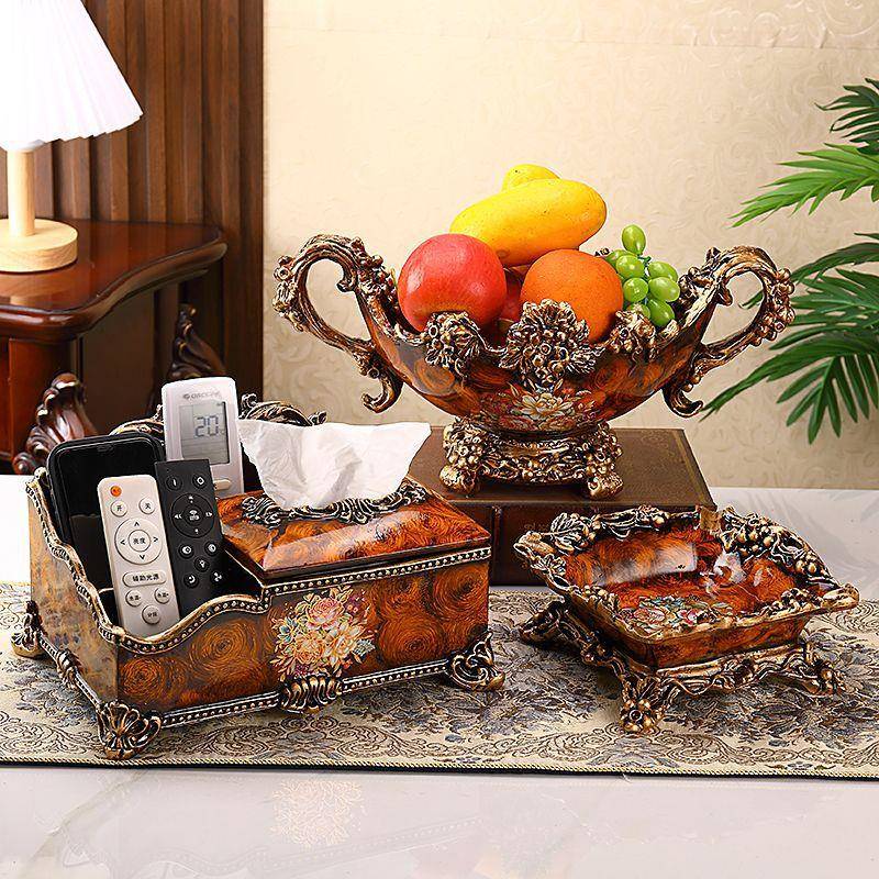 茶欧式水果盘纸盒几摆件QNW巾套装客厅家家用居软装饰品桌面摆设