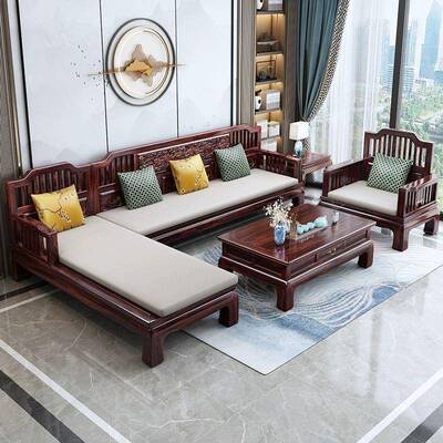 中新中约式大小户型花梨木式木沙发组合客厅SXT冬夏两用简仿古沙