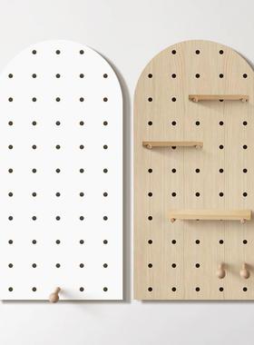 I1实墙洞洞板定制上置物挂架装饰EEU隔板层板入户木质客木厅玄关