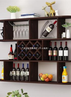 实木餐壁挂靠酒柜墙酒架YOF挂墙置物架现代轻餐奢厅墙上简约边柜