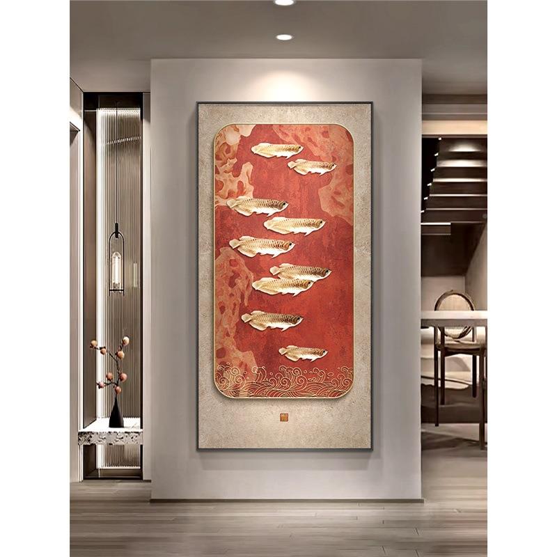 喜气盈门玄壁关饰画好新中式入户正对门挂画红色寓意装HVM走廊过