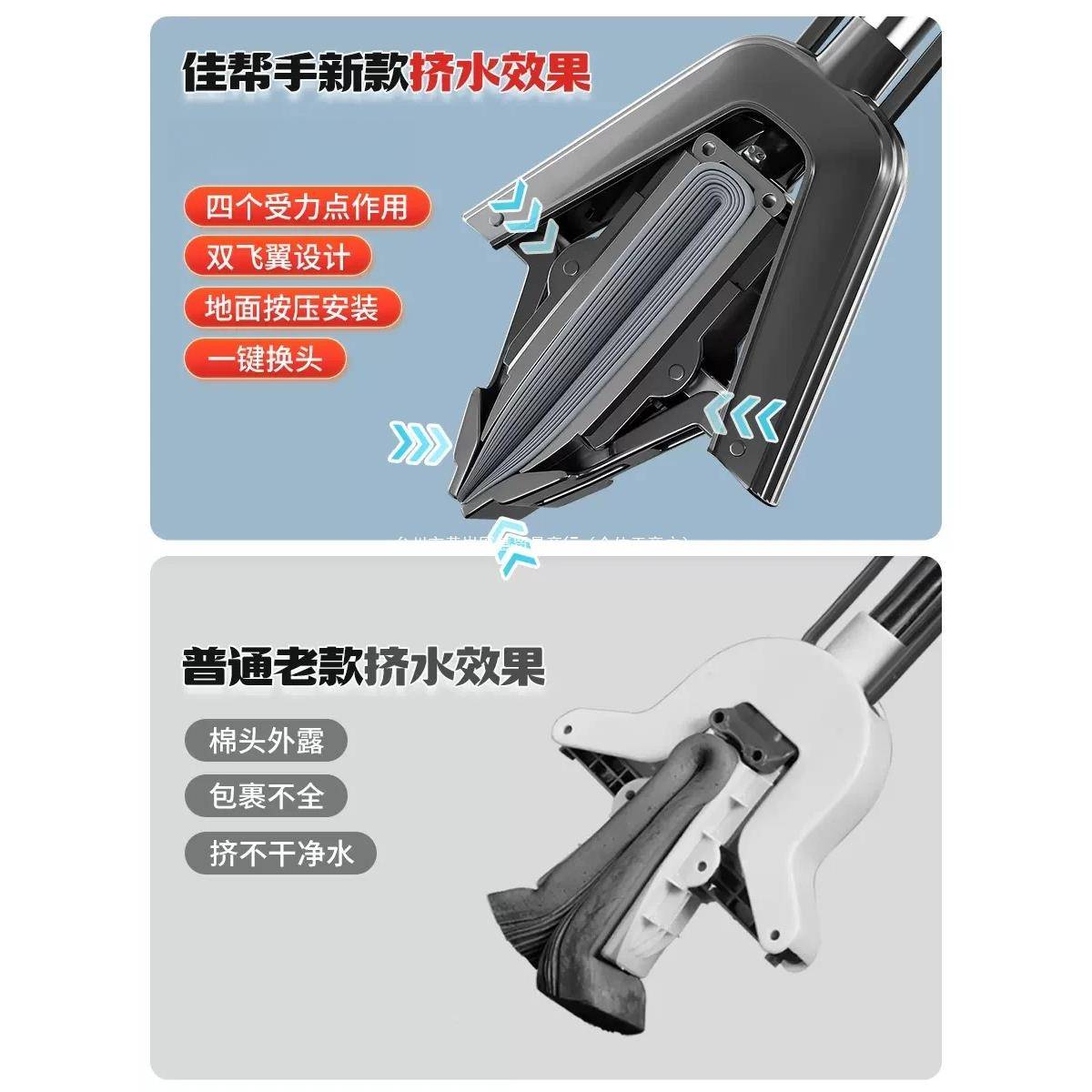 海绵头拖把225新款家用一拖净免洗手对0折挤水吸拖JUL水胶棉布