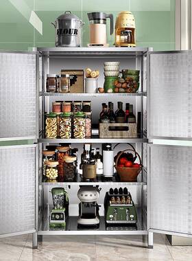 加用厚不锈收纳柜置橱物柜家碗柜78193钢农村简易柜