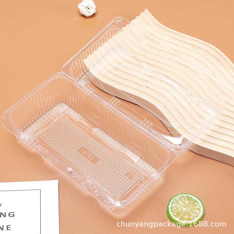 J35透明方烘焙面包娘吸塑盒长条毛形巾PYM卷法式西点雪1媚泡芙包