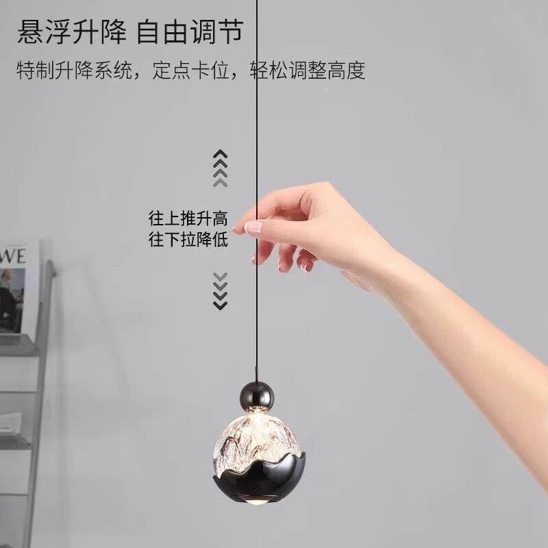 意卧式室床头吊灯艺术雪山扫降感应可升主卧玄关装饰氛围手小ALV