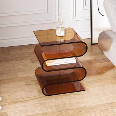 亚克力床柜收纳奶油风志透明沙发边头网62917红家几用卧室极简异