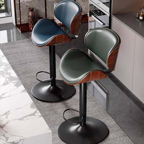 轻奢曲木脚吧台酒椅家用简约现代台吧椅升降前靠背HKS岛台高凳