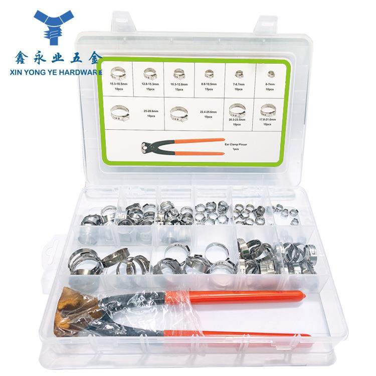 1pcs340不5锈钢单AOE耳无极喉箍卡箍配卡箍钳螺丝1套装