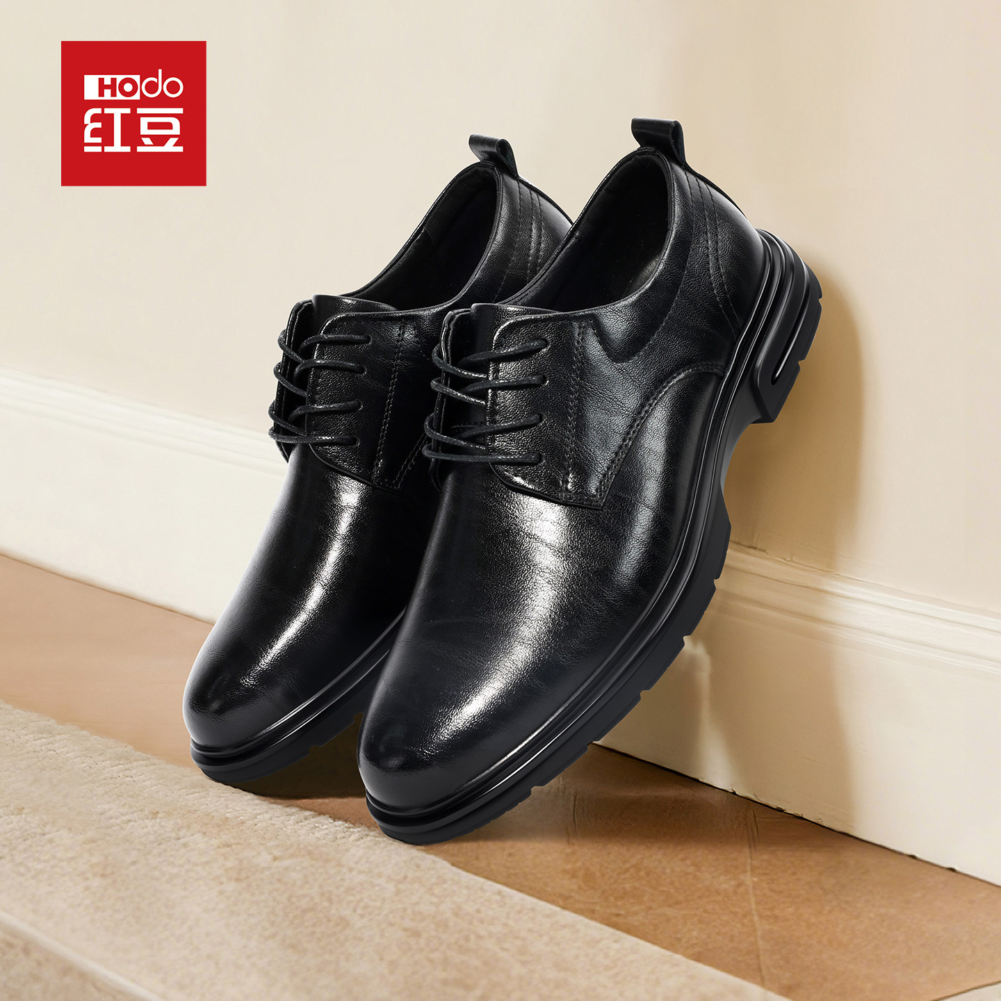 红豆结婚新郎鞋增高新款男鞋商务秋冬英伦德比鞋商务正装皮鞋加绒
