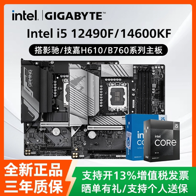 Intel英特尔i5 12490F/14600KF盒装搭配影驰技嘉H610/B760板U套装