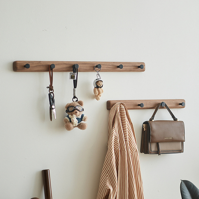 挂衣架墙上壁挂黑胡桃木进门玄关挂衣钩免打孔入户门衣帽衣服挂钩