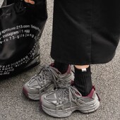 米新款 百搭女 时尚 2024秋松糕厚底增高老爹鞋 透气网面运动休T闲鞋