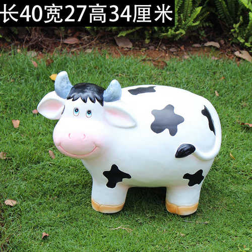 摆件奶牛装饰f摆件 树脂别墅动物花园卡通工艺品装饰幼儿园庭院