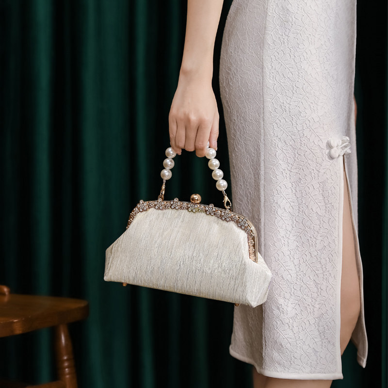 时尚镶钻宴会手包女气质2024新款珍珠手提小包包链条夹子包放手机,箱包皮具/热销女包/男包,通用款女包,淘宝优惠券,粉丝福利购,淘宝优惠卷