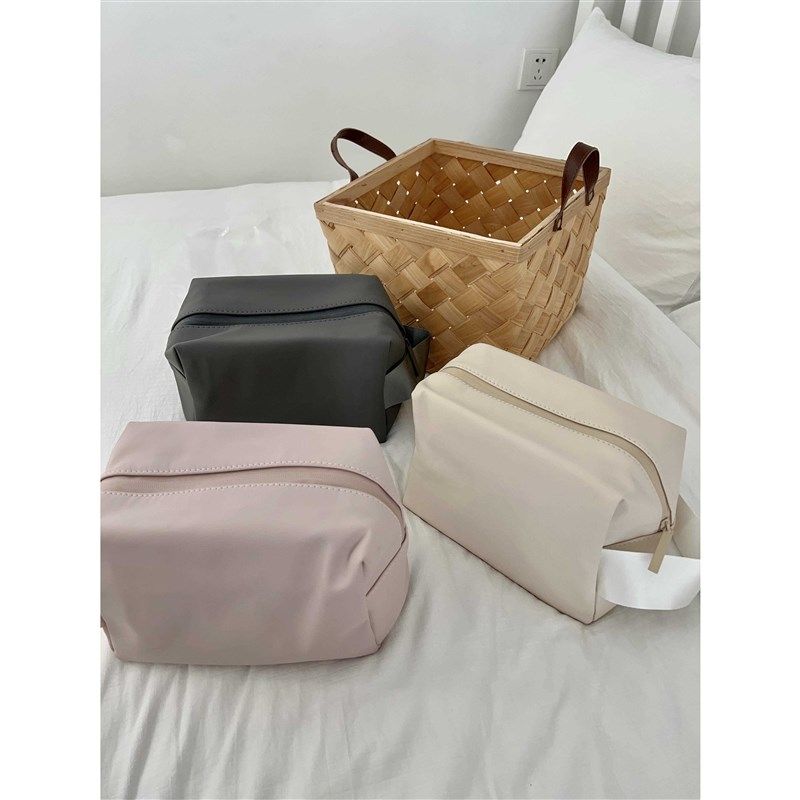 大大大容量化妆包pu皮防水多功能洗漱包粉色米色纯色手提包,收纳整理,化妆包,淘宝优惠券,粉丝福利购,淘宝优惠卷