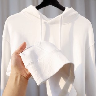 500g重磅美式纯色连帽卫衣厚实纯白色帽衫宽松百搭秋冬季男女外套
