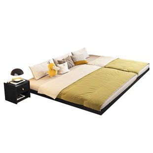 榻榻米床落地床架无床头实木侘寂复古风卧室地板S台直接放地上的