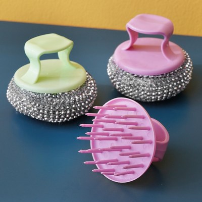 不伤锅清洁球钢丝球带手柄洗碗刷锅神器家用去污长柄刷子带把锅刷