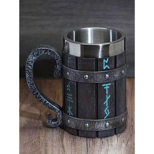 稀奇古怪啤酒杯木桶杯不锈钢怪异喝酒杯子高级感扎啤杯摔不烂水杯