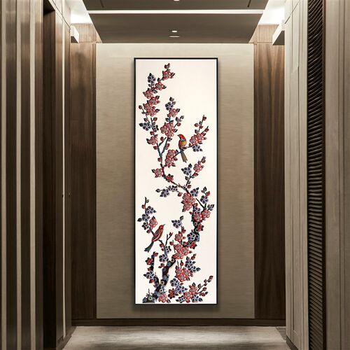 梯木叠雕新中式墙面装饰浮雕木壁画3d立体客厅挂画背景墙装饰创意