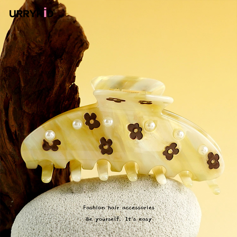 花朵珍珠醋酸原创设计百搭韩版