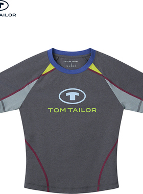 TOM TAILOR/汤姆泰勒户外休闲吸湿速干运动透气拼接圆领T恤上衣女