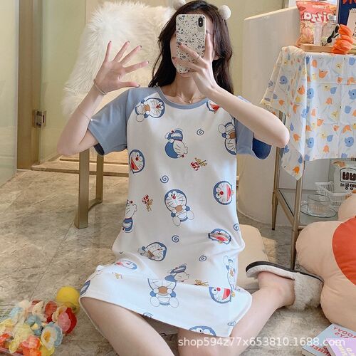 孕妇睡裙纯棉春夏季哺乳睡衣短袖产后月子服产妇产房待产连衣裙