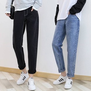 秋冬宽松长裤 子秋装 外穿韩版 九分裤 潮妈 休闲老爹裤 孕妇牛仔裤