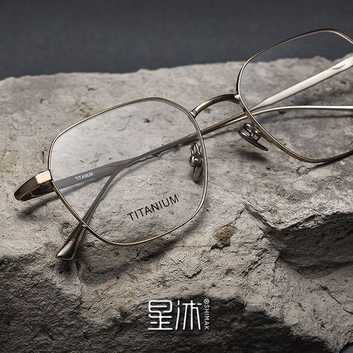 超轻复古方形眼镜框男款纯钛近视大脸简约文艺镜架女生可配防蓝光