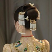 禾秀新娘头饰凤冠发饰汉服女款 头饰汉服头冠步摇流苏中式 头饰敬酒