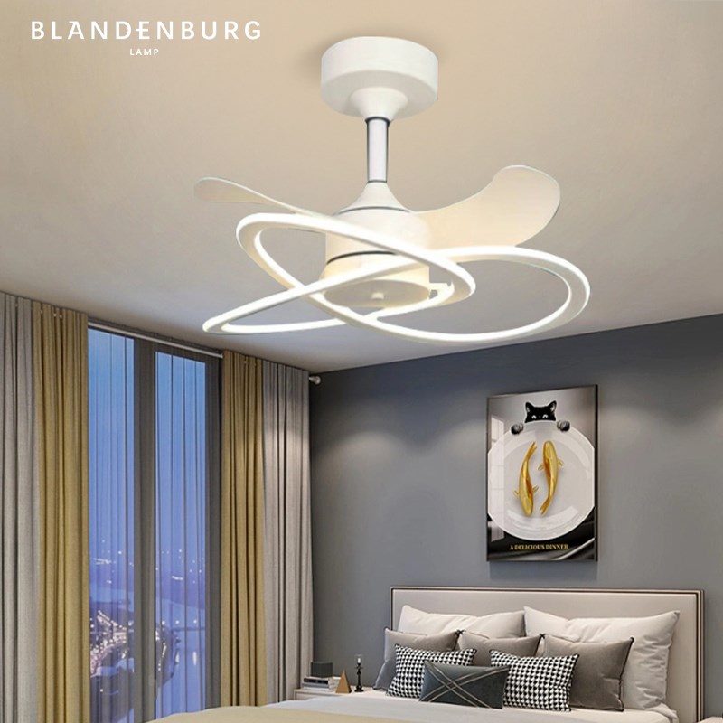 极简网红风扇灯北欧卧室新款静音吊灯个J性温馨一体式中山风扇灯