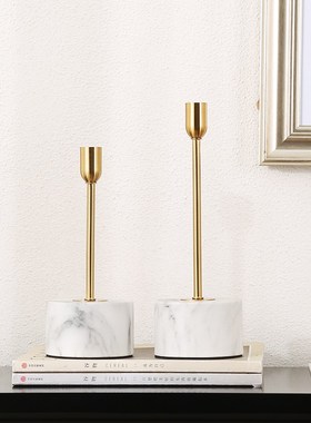 新中式金属烛台摆件简约现代客厅样板间玄关办公室酒店博古架装饰