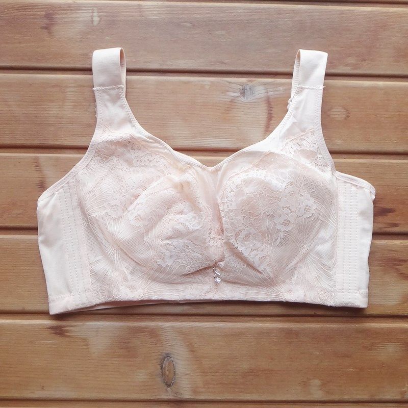 薄款全罩杯大胸显小收副乳防走光抹胸式文胸 防滑宽肩带无钢圈C D