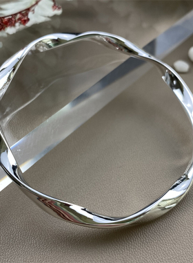 9999纯银手镯莫比乌斯实心款小众轻奢简约时尚素圈饰品手环手链女