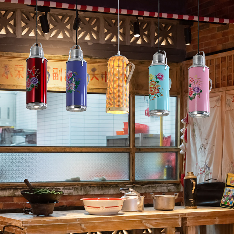 复古怀旧热水瓶吊灯竹编水壶餐厅吧台火锅店酒吧店铺商用装饰灯具,家装灯饰光源,餐厅吊灯,淘宝优惠券,粉丝福利购,淘宝优惠卷