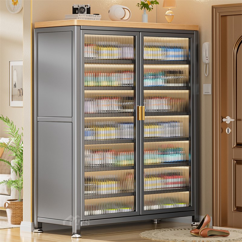 钢制鞋柜2025新款木质台面家用室内门口楼道大容量储物柜置物架