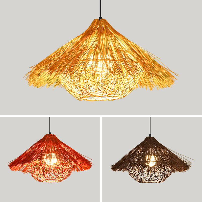 藤艺草帽吊灯藤编复古怀旧田园乡村餐厅婚庆饭店阳台楼梯民宿灯罩,家装灯饰光源,酒店/宴会厅/餐饮吊灯,淘宝优惠券,粉丝福利购,淘宝优惠卷