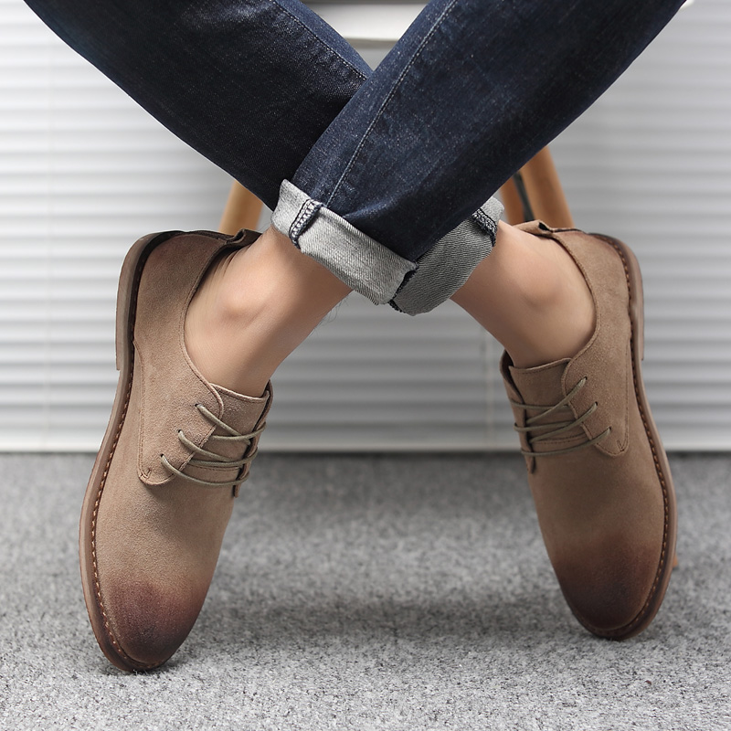 秋季马丁靴男低帮软底百搭男鞋真皮磨砂反绒皮复古皮鞋休闲英伦鞋